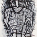 Figurative pen ink drawing titled 'Pain 6', 11x14 inches, by artist Rupchand Kundu on Paper
