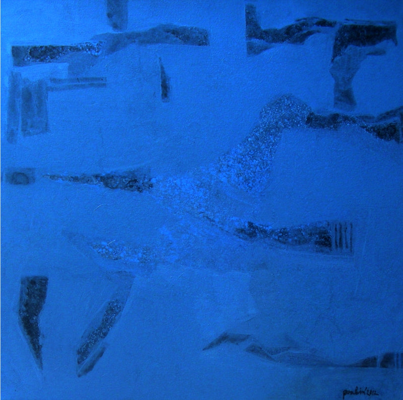 'Pain Spread 3' abstract acrylic painting by artist Prabinkumar Nath, 48x48 inch, on canvas