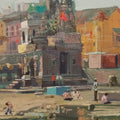 Religious acrylic painting titled 'Panchavati Ghat', 22x15 inch, by artist Suresh Nattar on Canvas