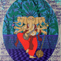 Religious acrylic painting titled 'Panchmukhi Ganesha', 38x47 inches, by artist Chetan Katigar on Canvas