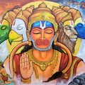 'Panchmukhi Hanuman 2' religious acrylic painting by artist Arjun Das, 36x60 inch, on canvas