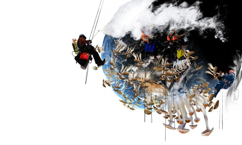 contemporary Digital Painting digital art titled 'Pandemic Farm 2', 31x52 inches, by artist Nayan Barman on canvas