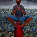 contemporary acrylic painting titled 'Pandemic Year 2020', 48x36 inches, by artist Neeraj Khandka on Canvas