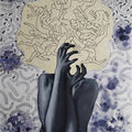 Pandemonium 2' contemporary mixed-media painting by artist Payel Mitra Sarkar, 30x22 inch, on handmade paper