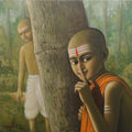 Religious acrylic painting titled 'Pandit 13', 24x24 inches, by artist Sanjay Raut on Canvas