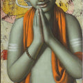 Religious acrylic painting titled 'Pandit 20', 36x12 inches, by artist Sanjay Raut on Canvas