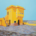 Cityscape acrylic painting titled 'Panna Meena Kund 2', 24x24 inches, by artist Ajay Mishra on Canvas