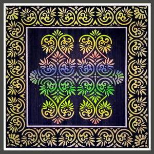 Paper Cut Design (Elegant Floral Ornament) by V Pugalenthi, Original Postercolor Pattern Painting on Paper, Small Square Wall Art