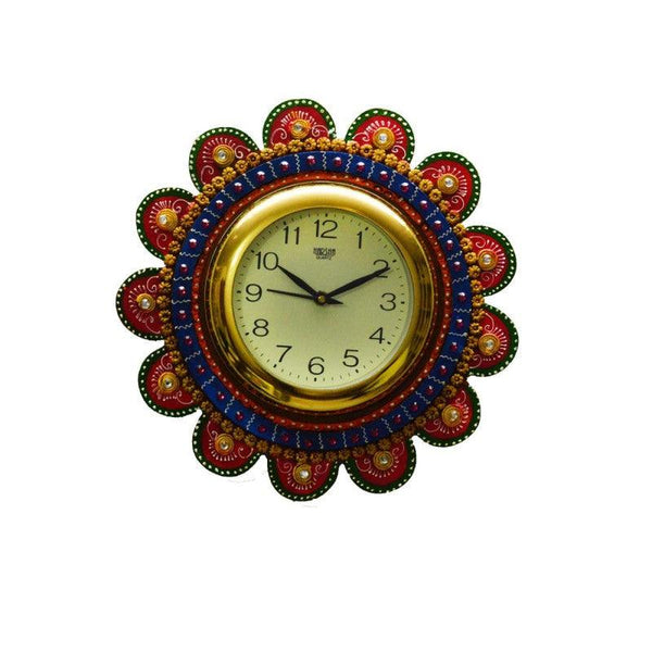 Papier Mache Round Wall Clock Handicraft by E Craft | ArtZolo.com