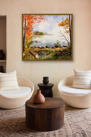Paradise On Earth (Autumns Embrace) by artist Jitendra Sule displayed in a Modern gallery
