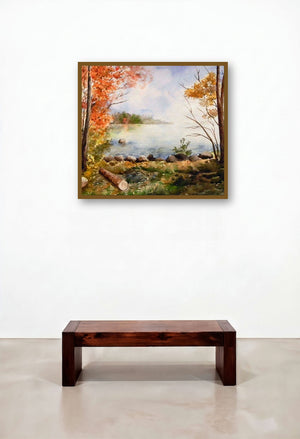 Paradise On Earth (Autumns Embrace) by artist Jitendra Sule displayed in a Scandinavian Living Room