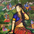 Paramatman Radha' religious acrylic painting by artist Mrinal Dutt, 38x32 inch, on canvas