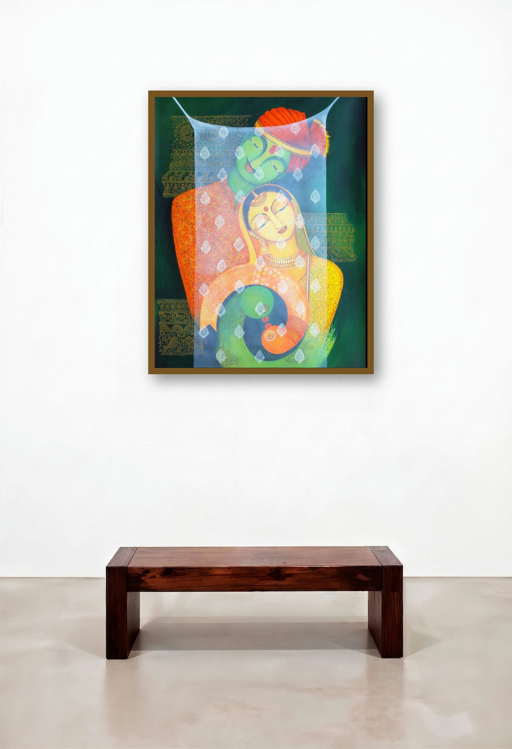Pardey Mey Rahney Do 3 (Boundless Love) by artist Meenakshi Jha Banerjee displayed in a Art Deco Living Room