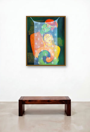 Pardey Mey Rahney Do 3 (Boundless Love) by artist Meenakshi Jha Banerjee displayed in a Art Deco Living Room