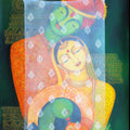 Figurative acrylic painting titled 'Pardey Mey Rahney Do 3', 60x36 inches, by artist Meenakshi Jha Banerjee on Canvas