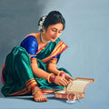 Figurative oil painting titled 'Parineeta', 48x60 inches, by artist Vinayak Takalkar on Canvas