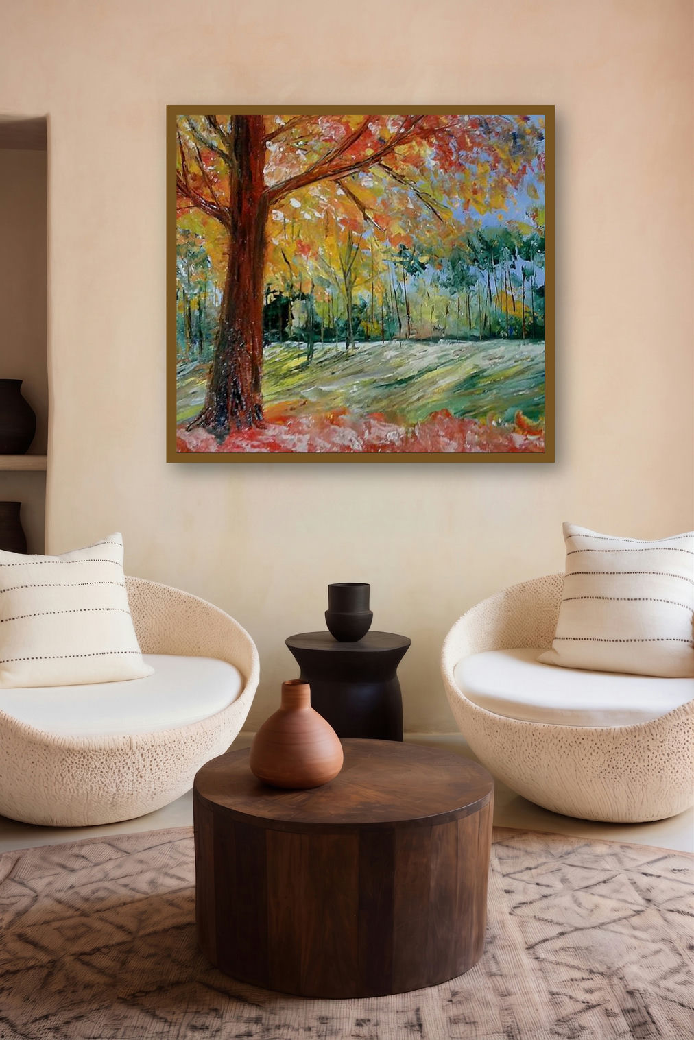 Park Tree In Bloom (Ephemeral Beauty) by artist Kiran Bableshwar displayed in a Contemporary Exhibition gallery