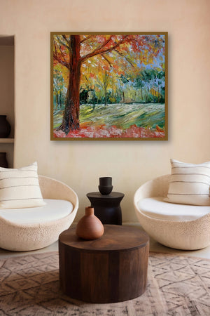Park Tree In Bloom (Ephemeral Beauty) by artist Kiran Bableshwar displayed in a Contemporary Exhibition gallery
