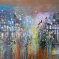 A Part Of Night 4' abstract acrylic painting by artist Srj Surajit Chakraborty, 22x30 inch, on cotton based paper