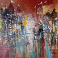 A Part Of Night 5' abstract acrylic painting by artist Srj Surajit Chakraborty, 22x30 inch, on cotton based paper