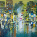 A Part Of Night 7' abstract acrylic painting by artist Srj Surajit Chakraborty, 22x30 inch, on cotton based paper