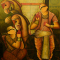 'Parthasarathi 25' figurative acrylic painting by artist Anupam Pal, 60x48 inch, on canvas