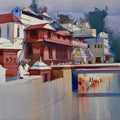 Place watercolor painting titled 'Pashupati Ghat', 22x30 inches, by artist Bijay Biswaal on Canson Paper