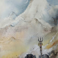 Pashupatinath' religious watercolor painting by artist Milind Bhanji, 16x12 inch, on paper