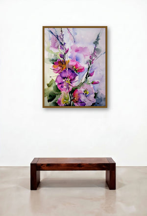 Passeroses (Mauve Musings: A Floral Dreamscape) by artist Veronique Piaser-Moyen displayed in a Industrial Penthouse