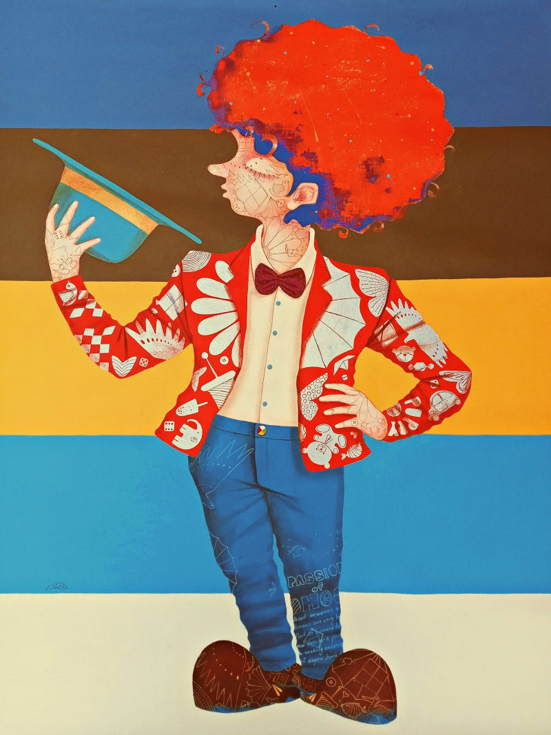 Passion Of Childhood 108' figurative acrylic painting by artist Shiv Kumar Soni, 48x36 inch, on canvas