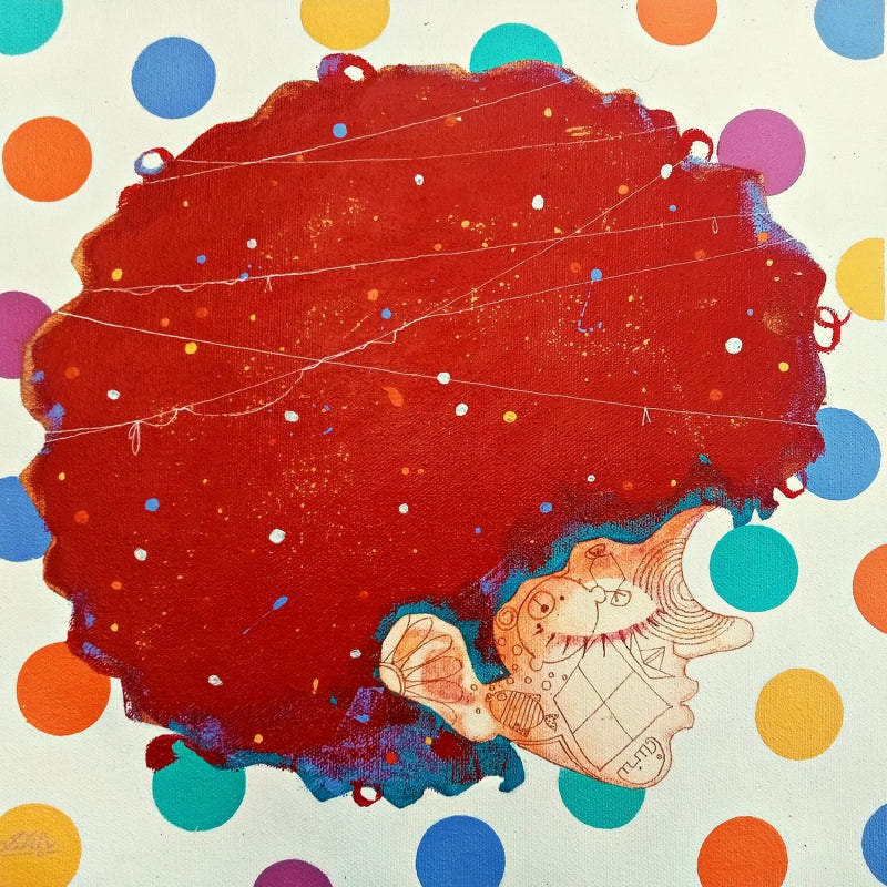 Passion Of Childhood 6' figurative acrylic painting by artist Shiv Kumar Soni, 12x12 inch, on canvas