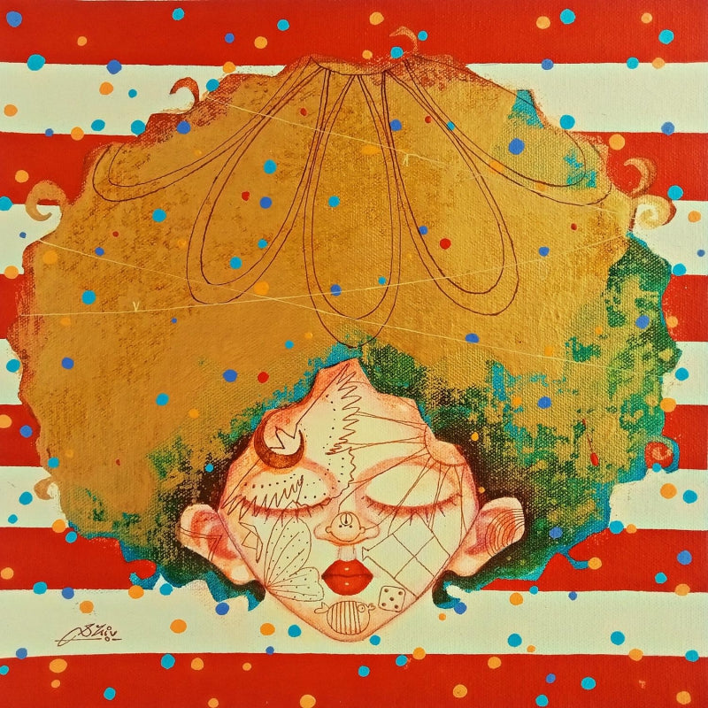 Passion Of Childhood 8' figurative acrylic painting by artist Shiv Kumar Soni, 12x12 inch, on canvas