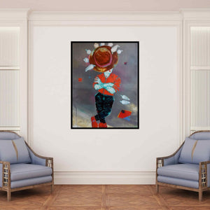 In-situ view of Shiv Kumar Soni's 'Passion Of The Childhood V' painting in a room