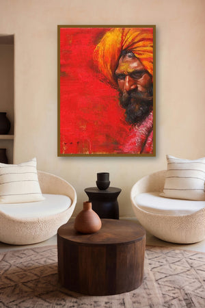 Pastoral Hues 1 (Reflection in Blue) by artist Parag Borse displayed in a Museum Style gallery