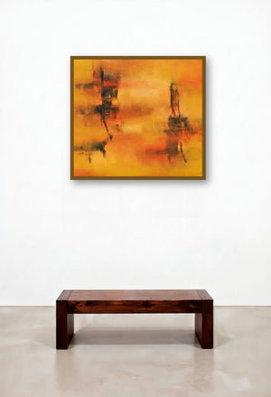 Pastoral Ochre (Ember Glow) by artist Raju Durshettiwar displayed in a Elegant Hallway