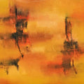 Abstract acrylic painting titled 'Pastoral Ochre', 28x38 inches, by artist Raju Durshettiwar on Canvas