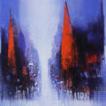 Cityscape acrylic painting titled 'Path Of Heaven 1', 12x12 inches, by artist Somnath Bothe on Canvas