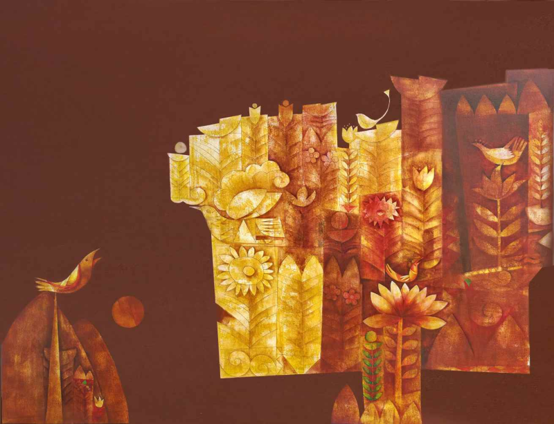 Paused In Earth Hues' contemporary acrylic painting by artist Ashish Bodade, 48x60 inch, on canvas