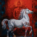 'Pawan The White Messenger' animals acrylic painting by artist Deven Ramesh Bhosale, 42x36 inch, on canvas