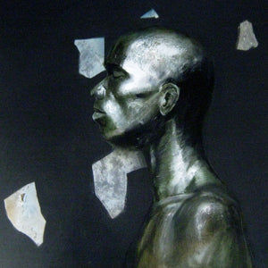 In-situ view of Bhaskar Mandolu's 'Peace (Fragmented Portrait)' painting in a room