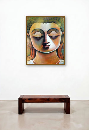 Peace (Serene Visage) by artist Subrata Ghosh displayed in a Eclectic Hallway