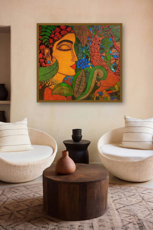 Peace Of Nature 2 (The Earth's Embrace) by artist Mamta Mondkar displayed in a Museum Style gallery