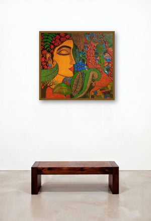 Peace Of Nature 2 (The Earth's Embrace) by artist Mamta Mondkar displayed in a Art Deco Executive Office