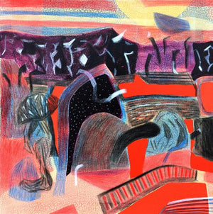 Abstract mixed media painting titled 'Peaceful', 24x24 inches, by artist Neeraj Yadava on Canvas