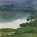 Peaceful Coexistence 5' landscape watercolor painting by artist Prashant Prabhu, 22x15 inch, on paper