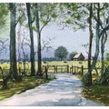 Landscape watercolor painting titled 'Peaceful Shadow', 14x20 inches, by artist KS Farvez on Paper