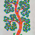 Animals gond traditional art titled 'Peacocks Under The Tree', 34x15 inches, by artist Choti Gond Artist on Canvas