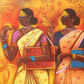 Figurative acrylic painting titled 'Pearls And Beads Seller', 38x44 inches, by artist Balaji Ubale on Canvas