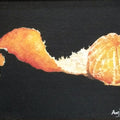 Peeled' food oil painting by artist Anjana Sihag, 6x8 inch, on canvas
