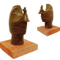 Perspection' figurative Bronze sculpture by artist Sukanta Chowdhury, 14x12 inch, on bronze